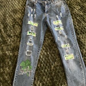 Blue Distressed Women's Jeans